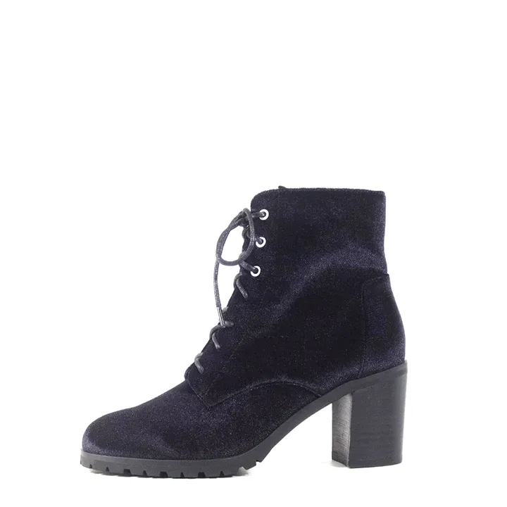 Black Velvet Timothy Lace-Up Ankle Boot by Chelsea Crew