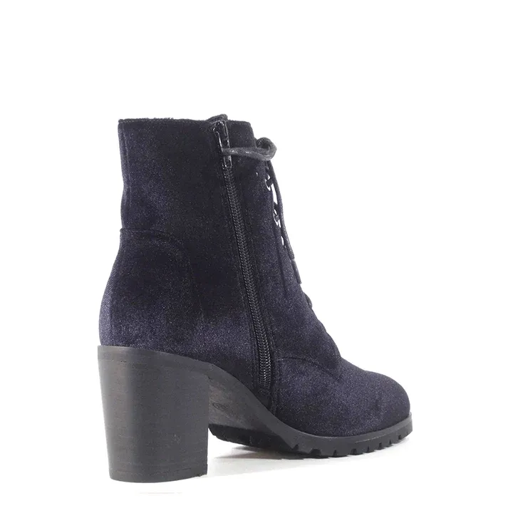 Black Velvet Timothy Lace-Up Ankle Boot by Chelsea Crew