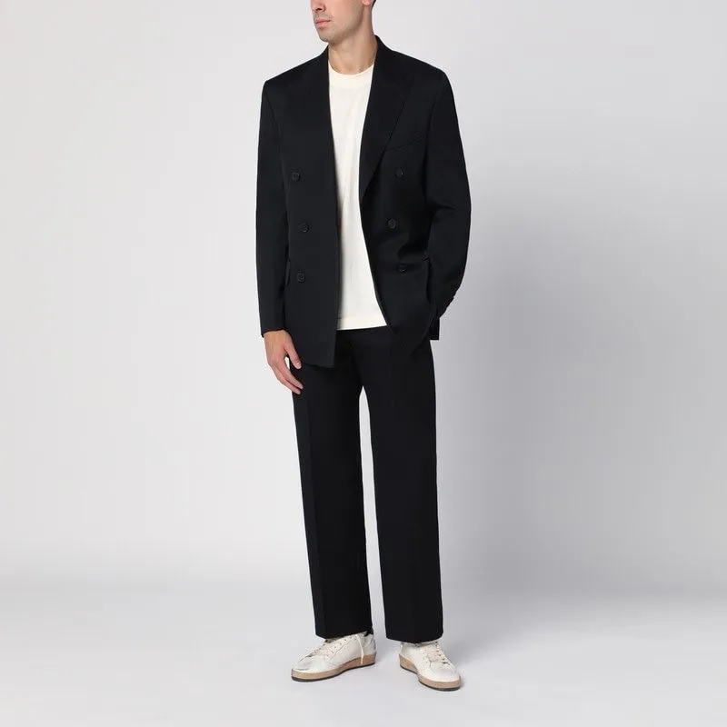 BLACK WOOL DOUBLE-BREASTED JACKET