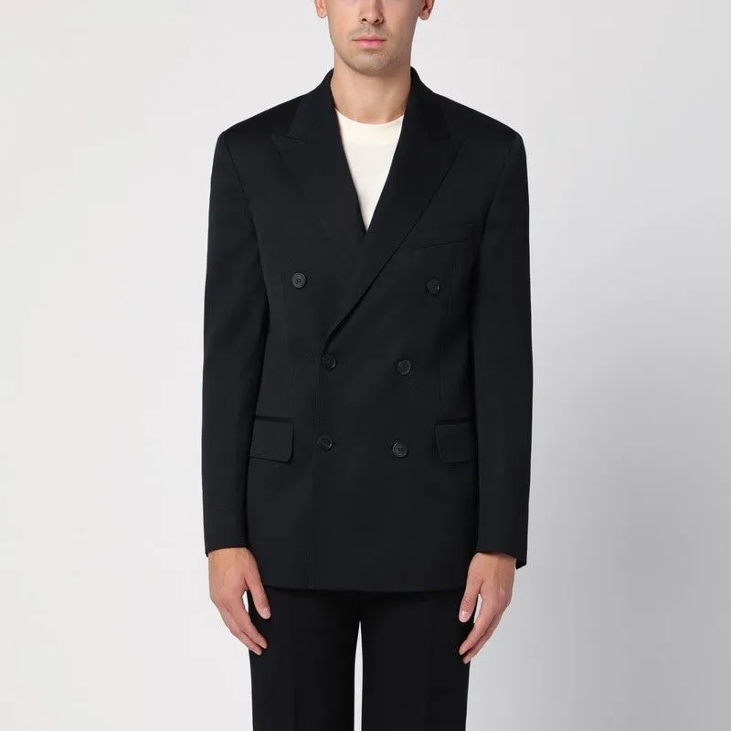 BLACK WOOL DOUBLE-BREASTED JACKET