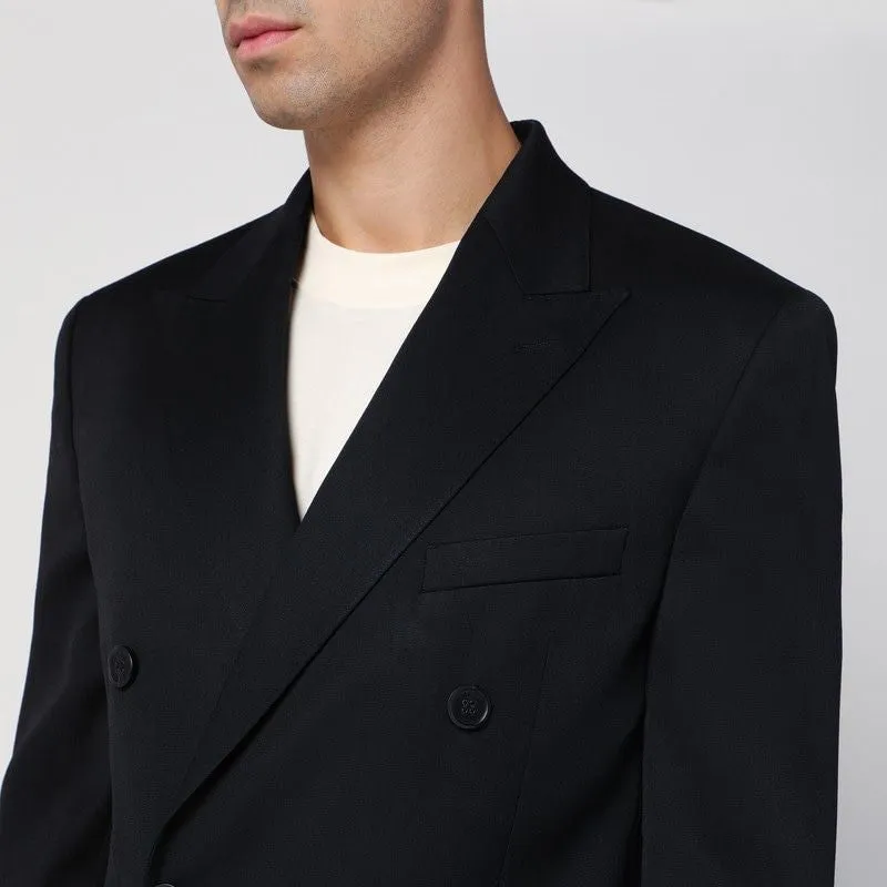 BLACK WOOL DOUBLE-BREASTED JACKET