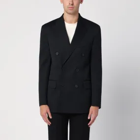 BLACK WOOL DOUBLE-BREASTED JACKET