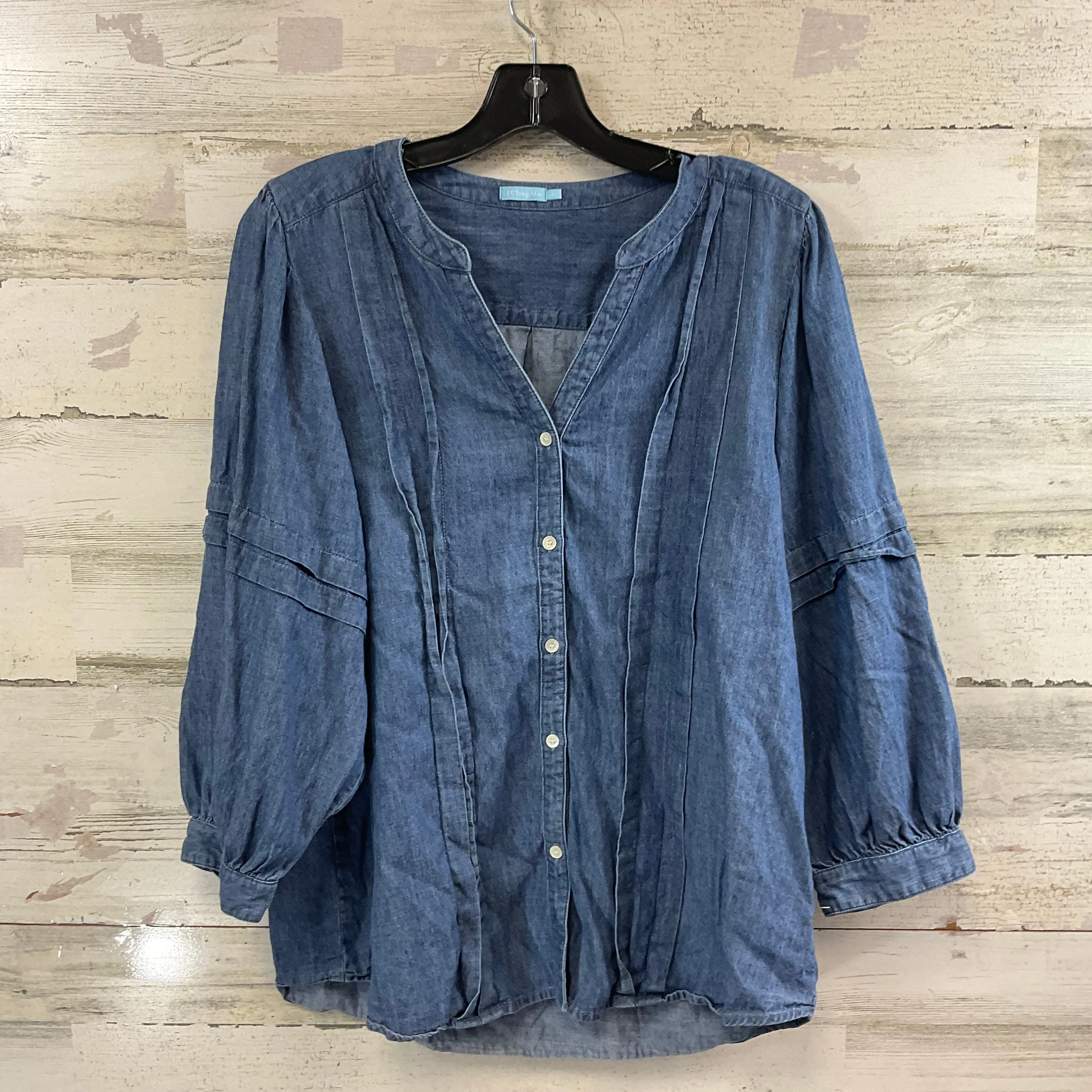 Blouse Long Sleeve By J Mclaughlin In Blue Denim, Size: L