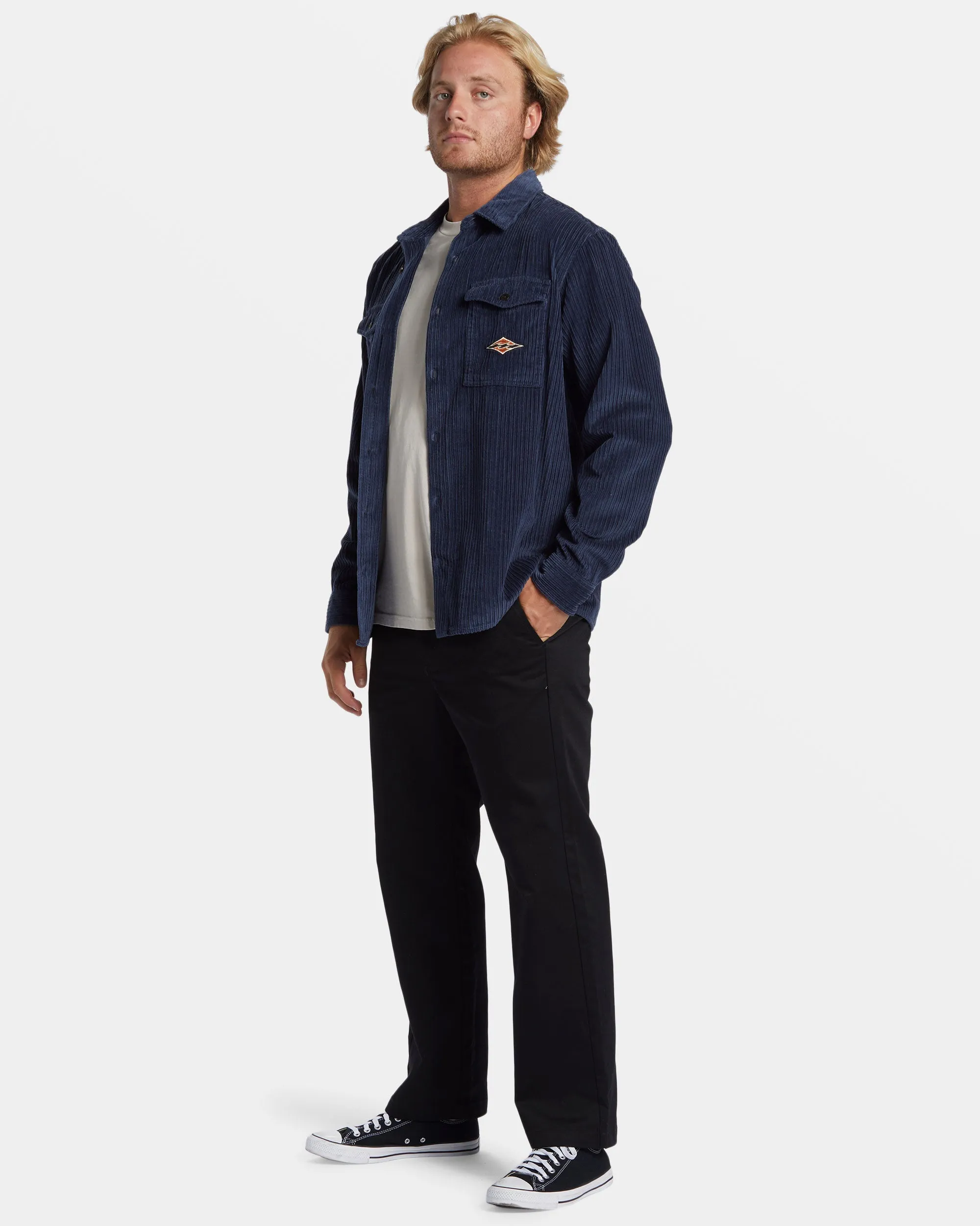 Bong Days Long Sleeve Cord Shirt - Dusty Navy