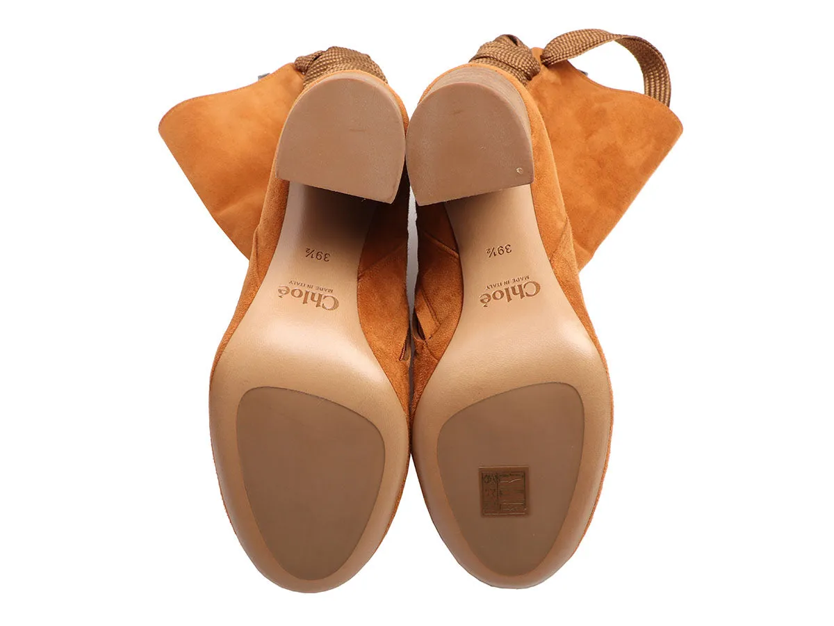 Chloé Tan Suede Back Lace Boots