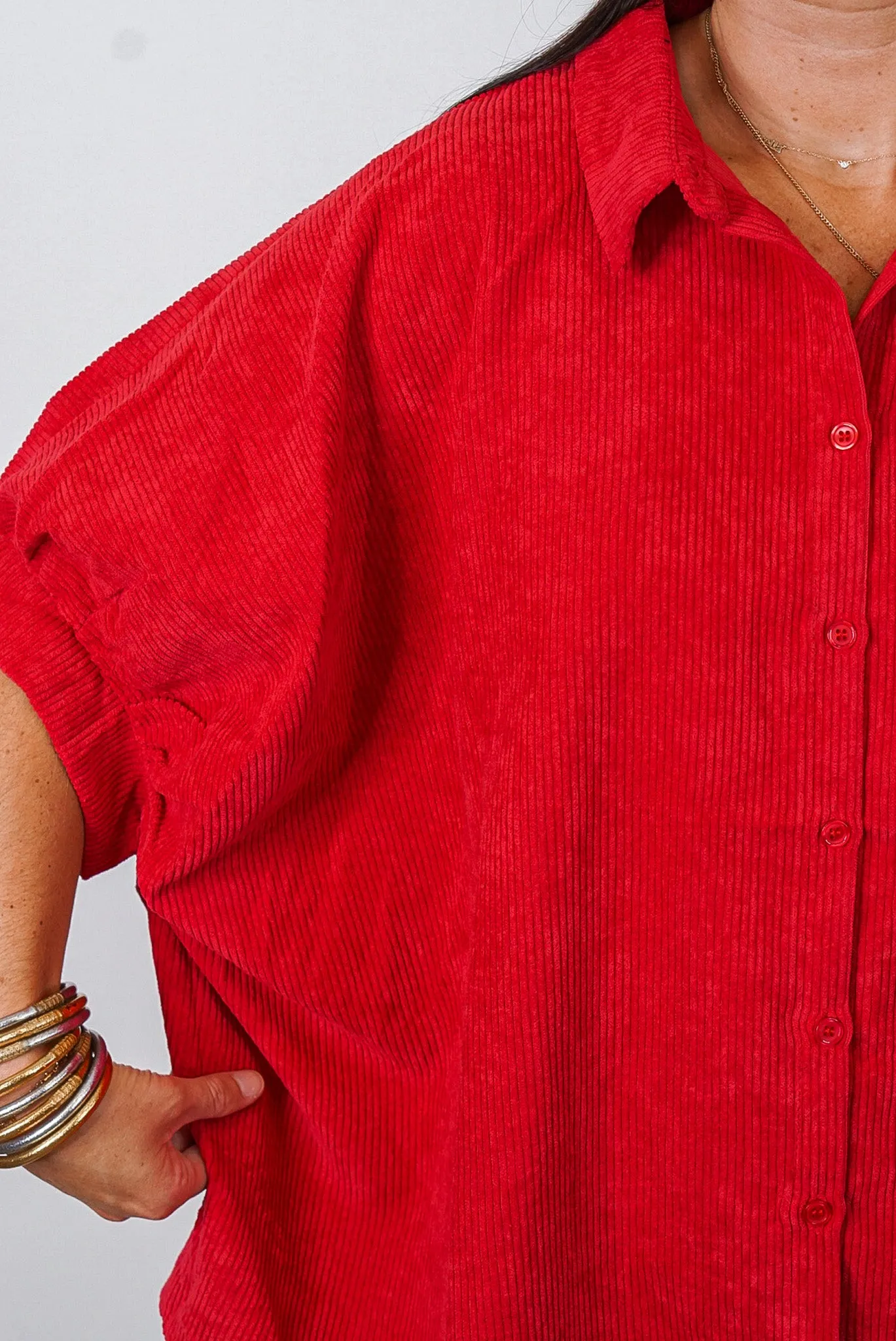 Classic Vibes Red Corduroy Top