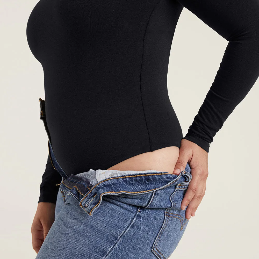 Cotton Crewneck Bodysuit | Black