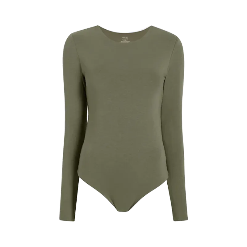 Cotton Crewneck Bodysuit | Olive