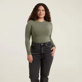 Cotton Crewneck Bodysuit | Olive