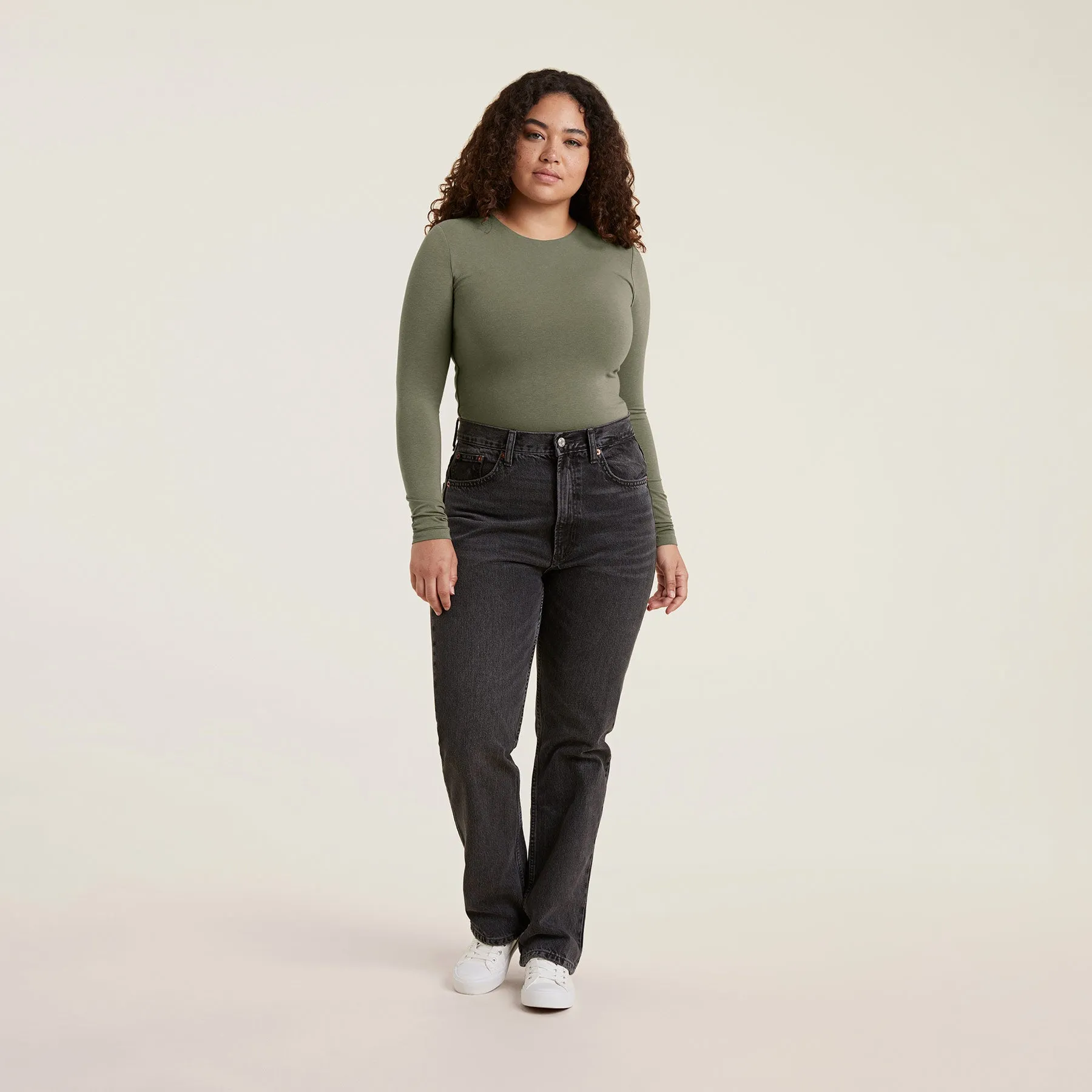 Cotton Crewneck Bodysuit | Olive