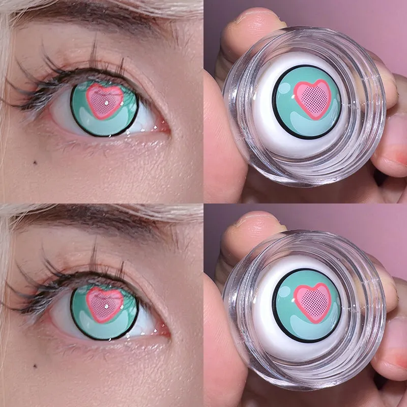 CUTE HEART GREEN CONTACT LENSES(TWO PIECES) PL53259