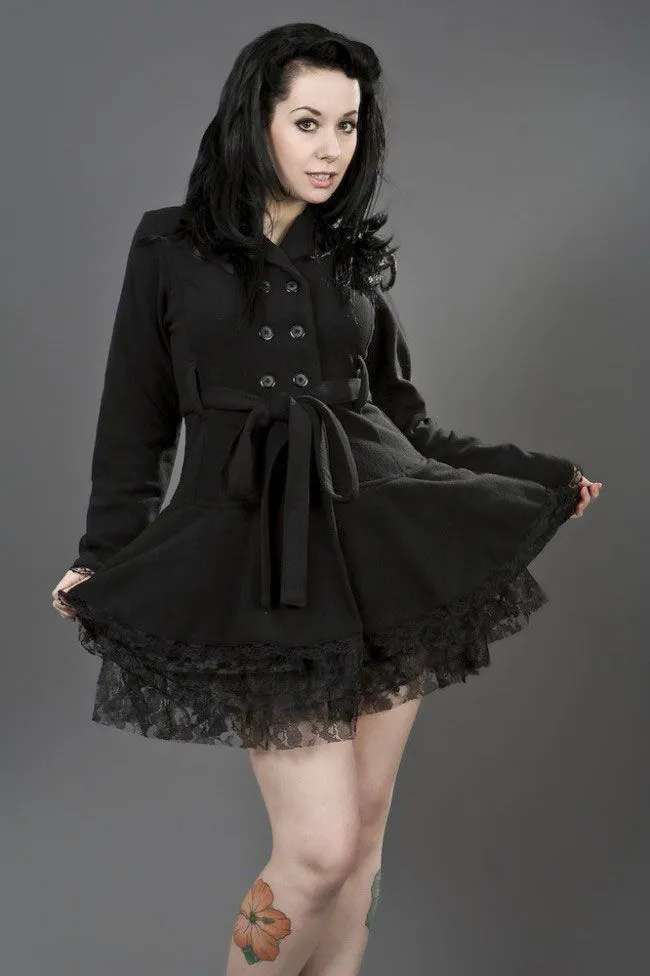 Dark Ladies Gothic Jacket In Black Fleece