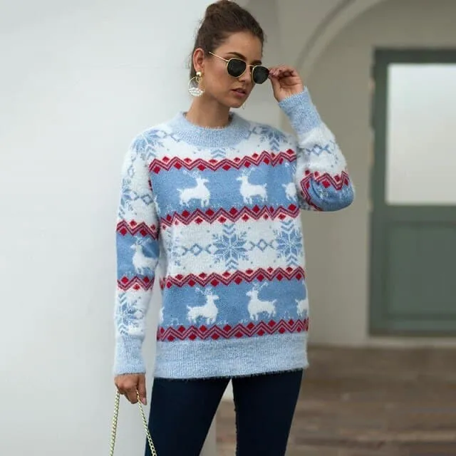DressBetty - Women Christmas Sweater Harajuku Knitted Streetwear Cute Little Penguin Cartoon Pullover O-Neck Oversize Casual Ladies Sweaters