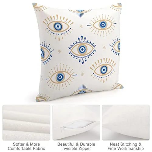 Evil Eye Pattern Throw Pillow Cover 18X18 Inch