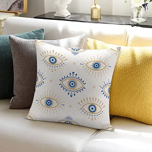Evil Eye Pattern Throw Pillow Cover 18X18 Inch