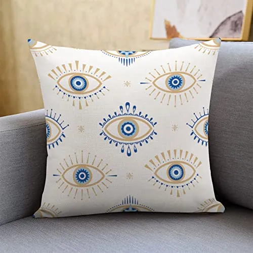 Evil Eye Pattern Throw Pillow Cover 18X18 Inch