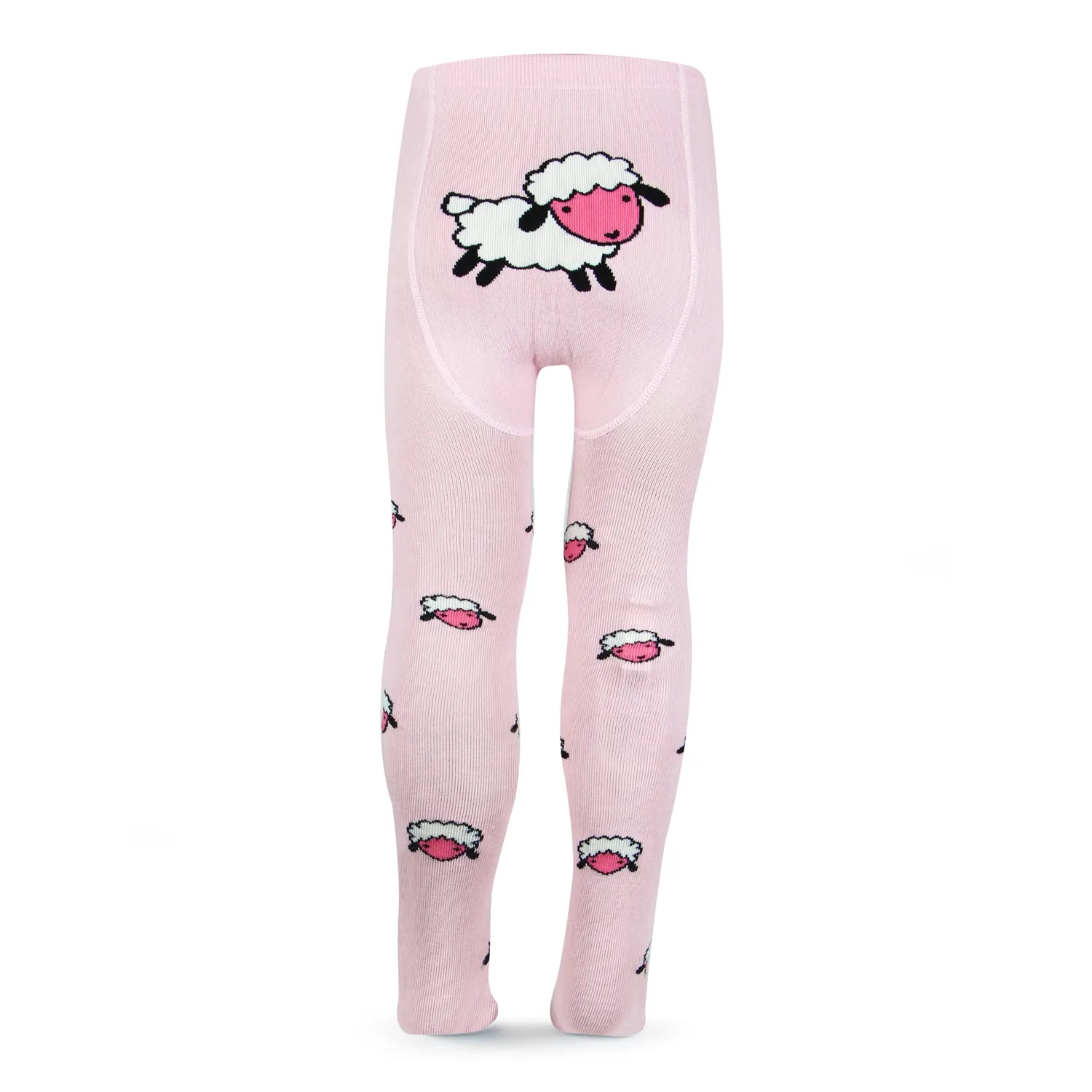 Fancy knitted Sheep Print Tights for Baby Girls & Baby Boys - Baby Pink