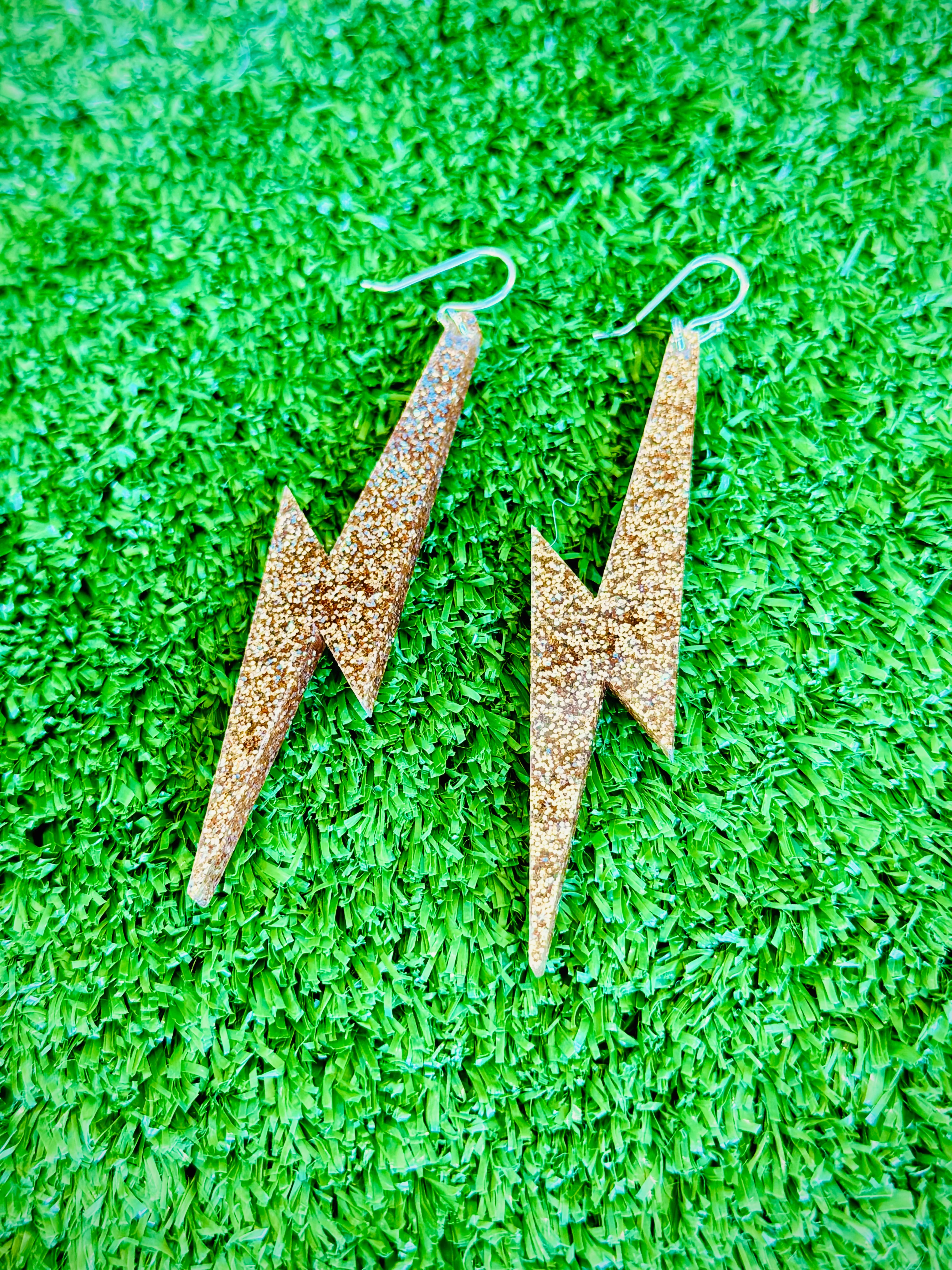 Fox and Doll Bowie Bolt Drop Earrings in Champagne