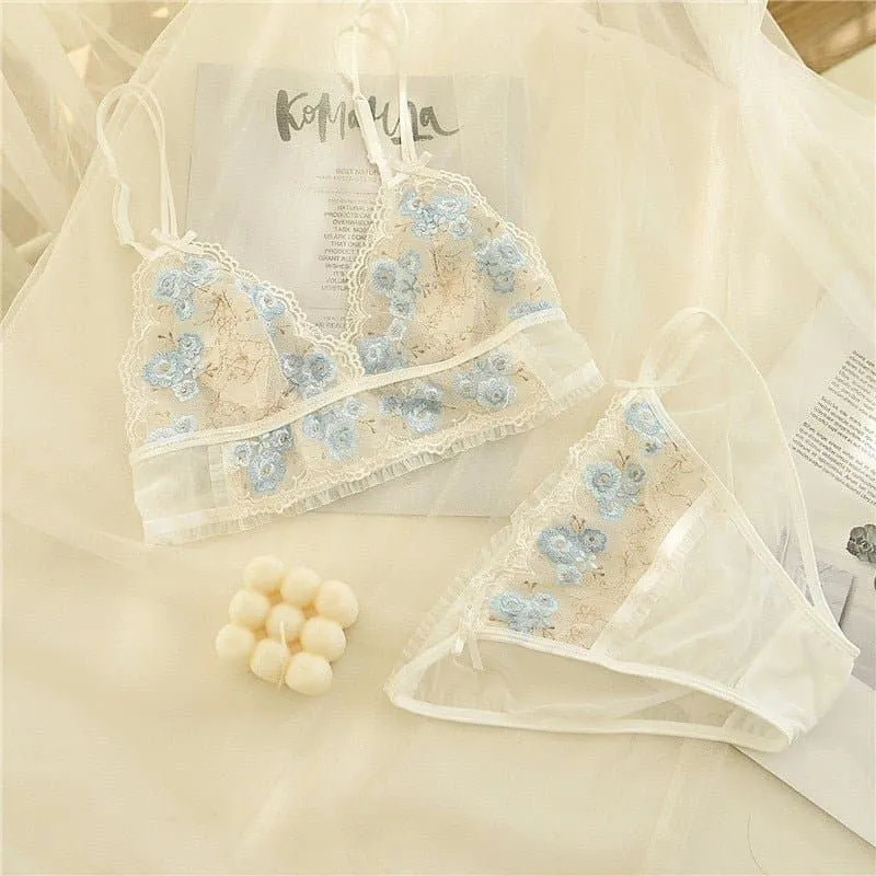 French Lace Lingerie Set with Adjustable Straps & Wire-Free Support