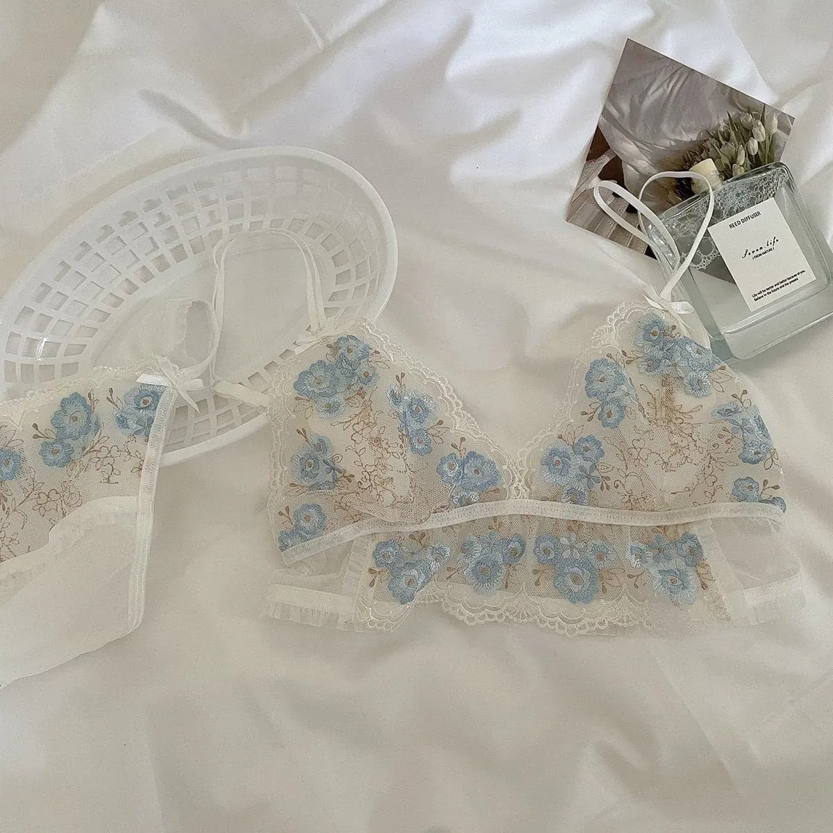 French Lace Lingerie Set with Adjustable Straps & Wire-Free Support