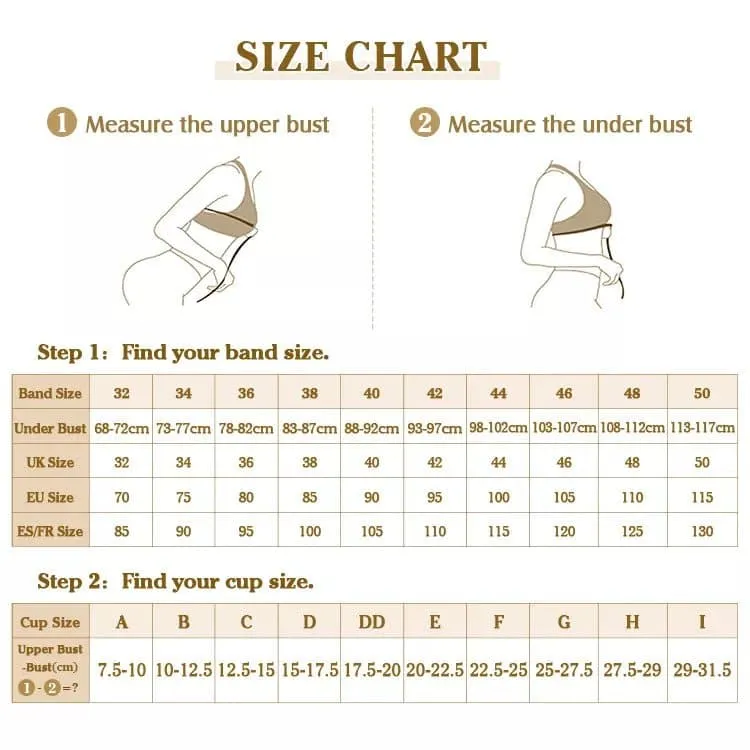 Front Closure Floral Lace Bra - Smooth Plunge, Full Cup, Thin Mold Cup - AISILIN D015C