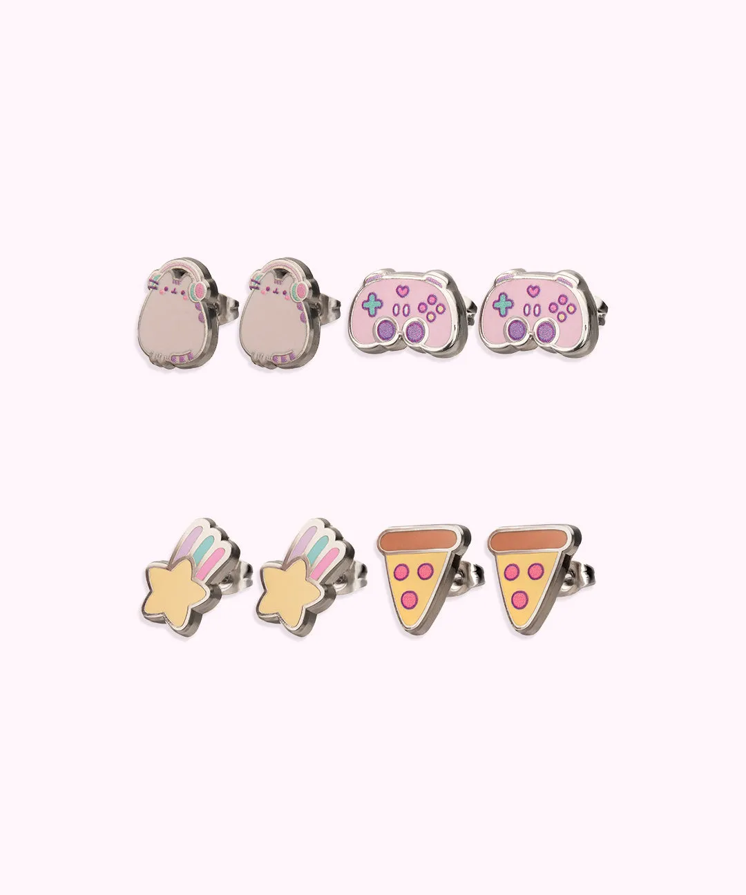 Gaming Pusheen 4-Pack Stud Earrings Set