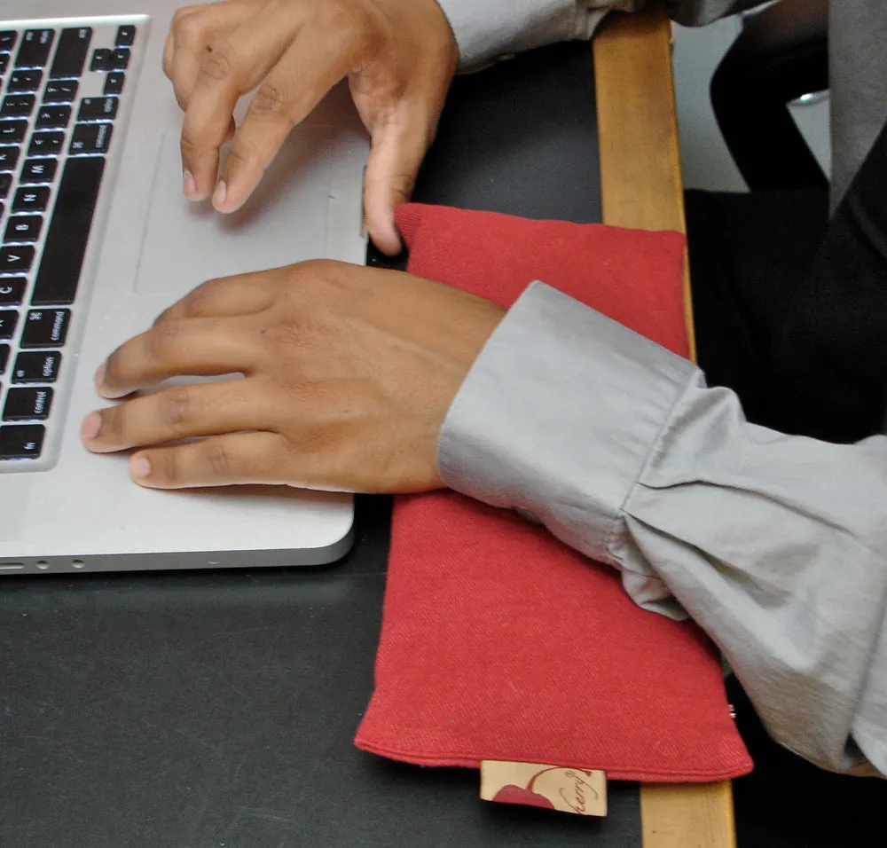 Hot Cherry Eye Pillow in Red Denim