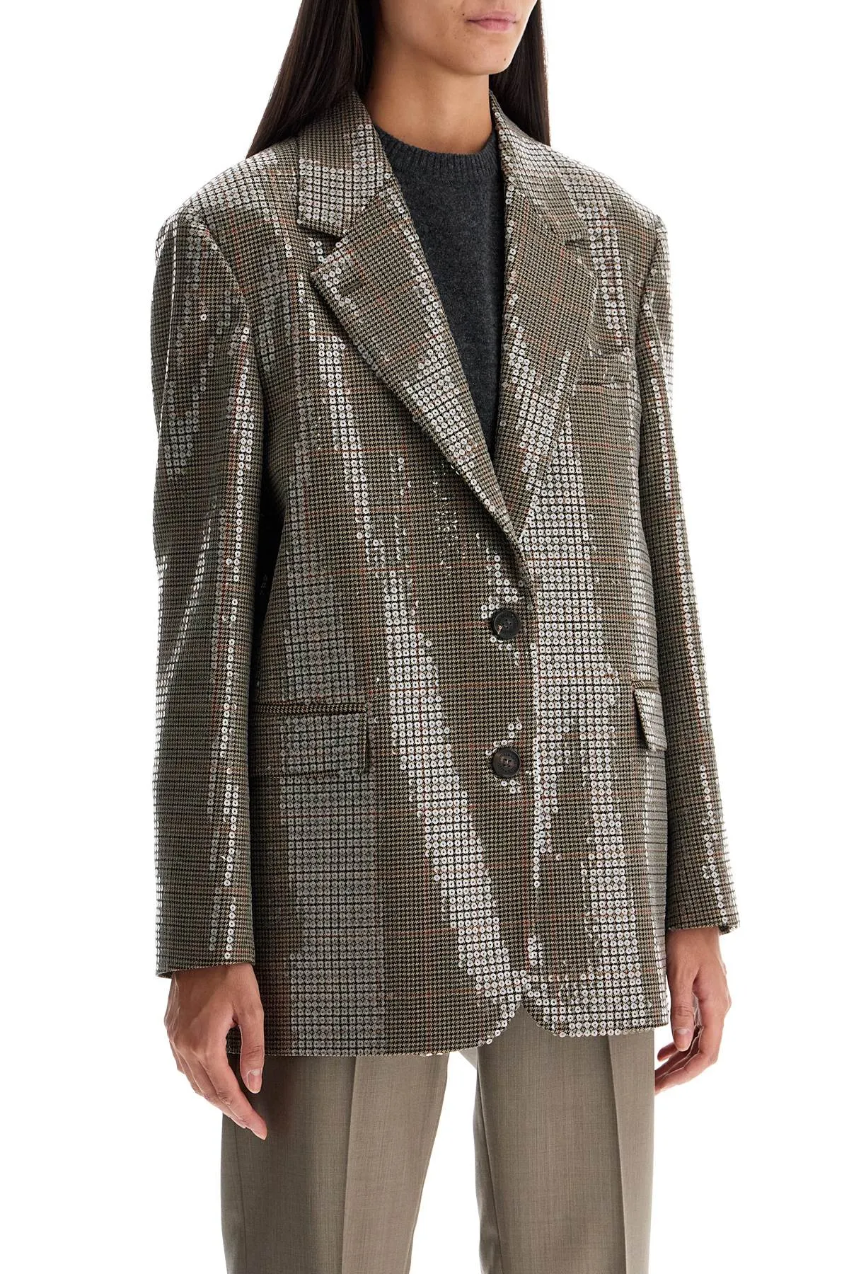 HOUNDSTOOTH BLAZER WITH SEQUINS