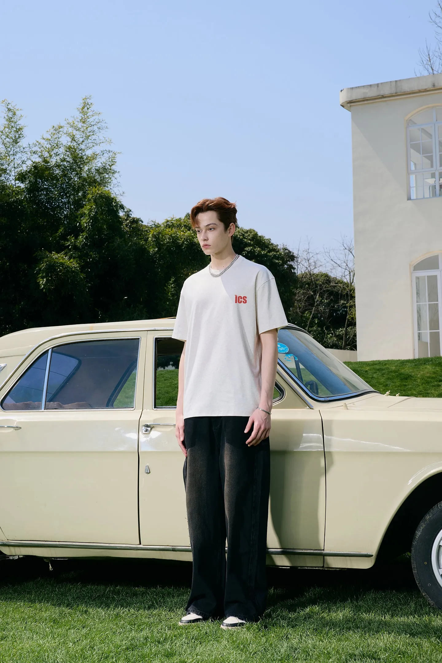 ICS Contrast Color Slogan T-shirt