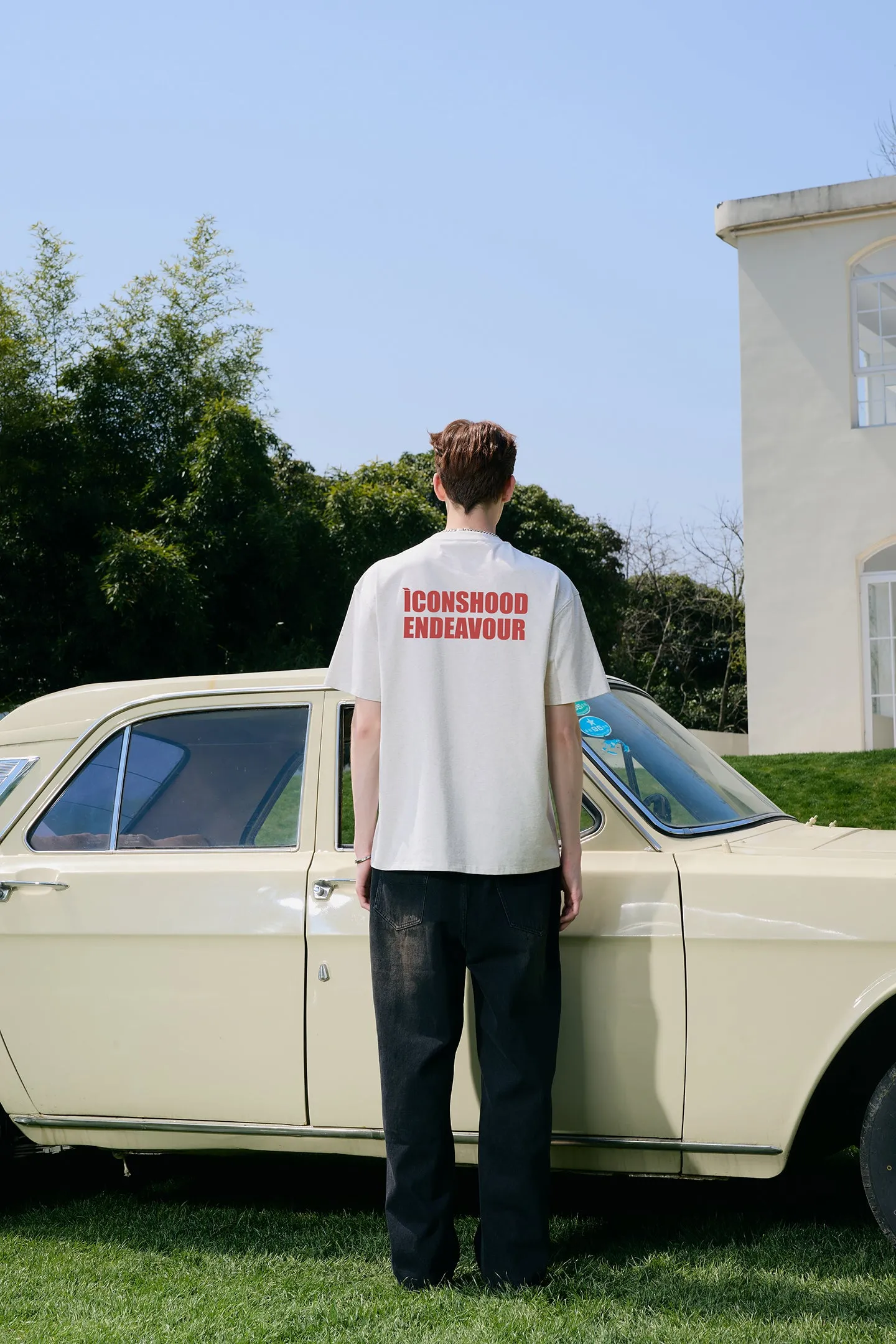 ICS Contrast Color Slogan T-shirt
