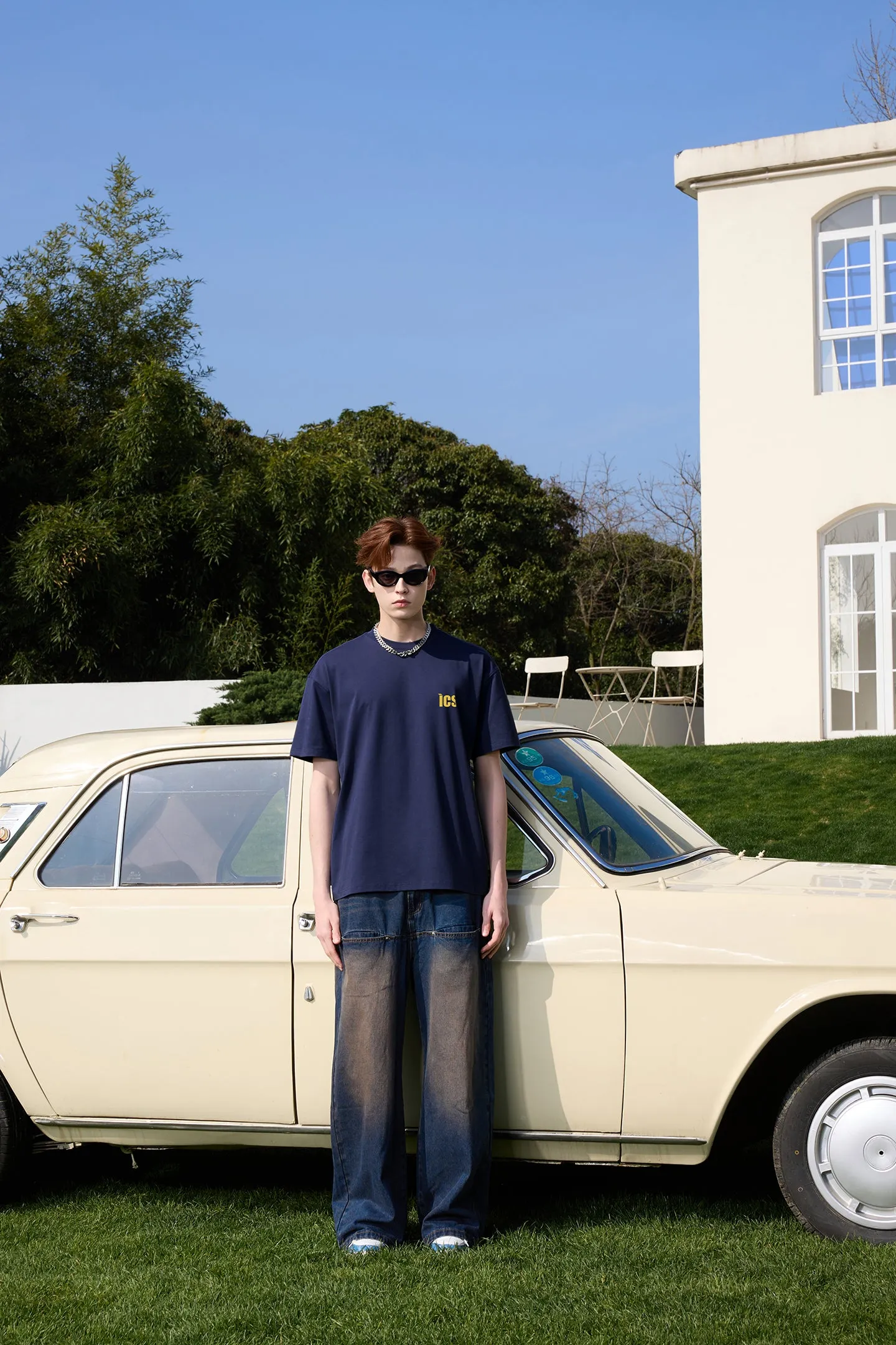 ICS Contrast Color Slogan T-shirt