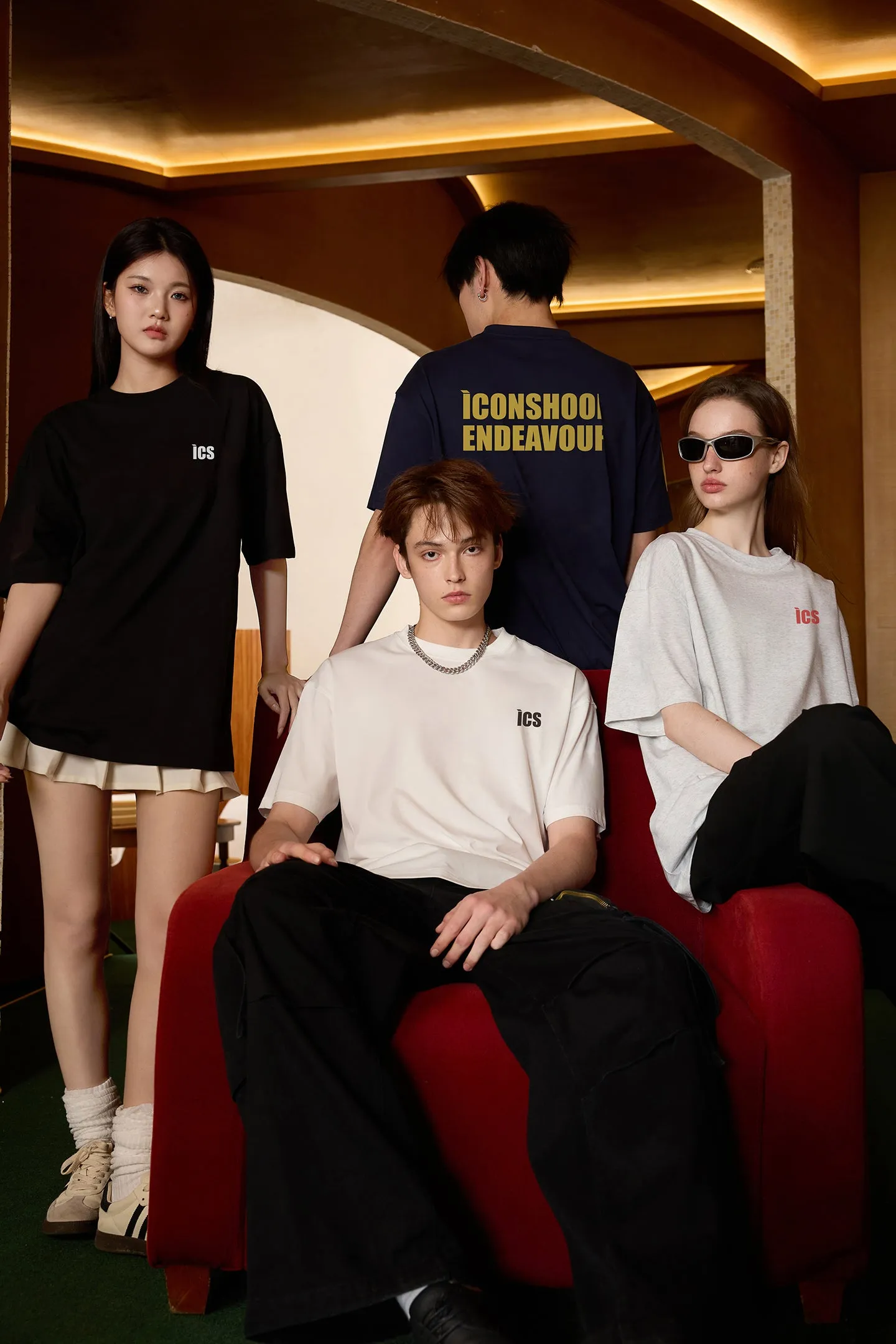 ICS Contrast Color Slogan T-shirt