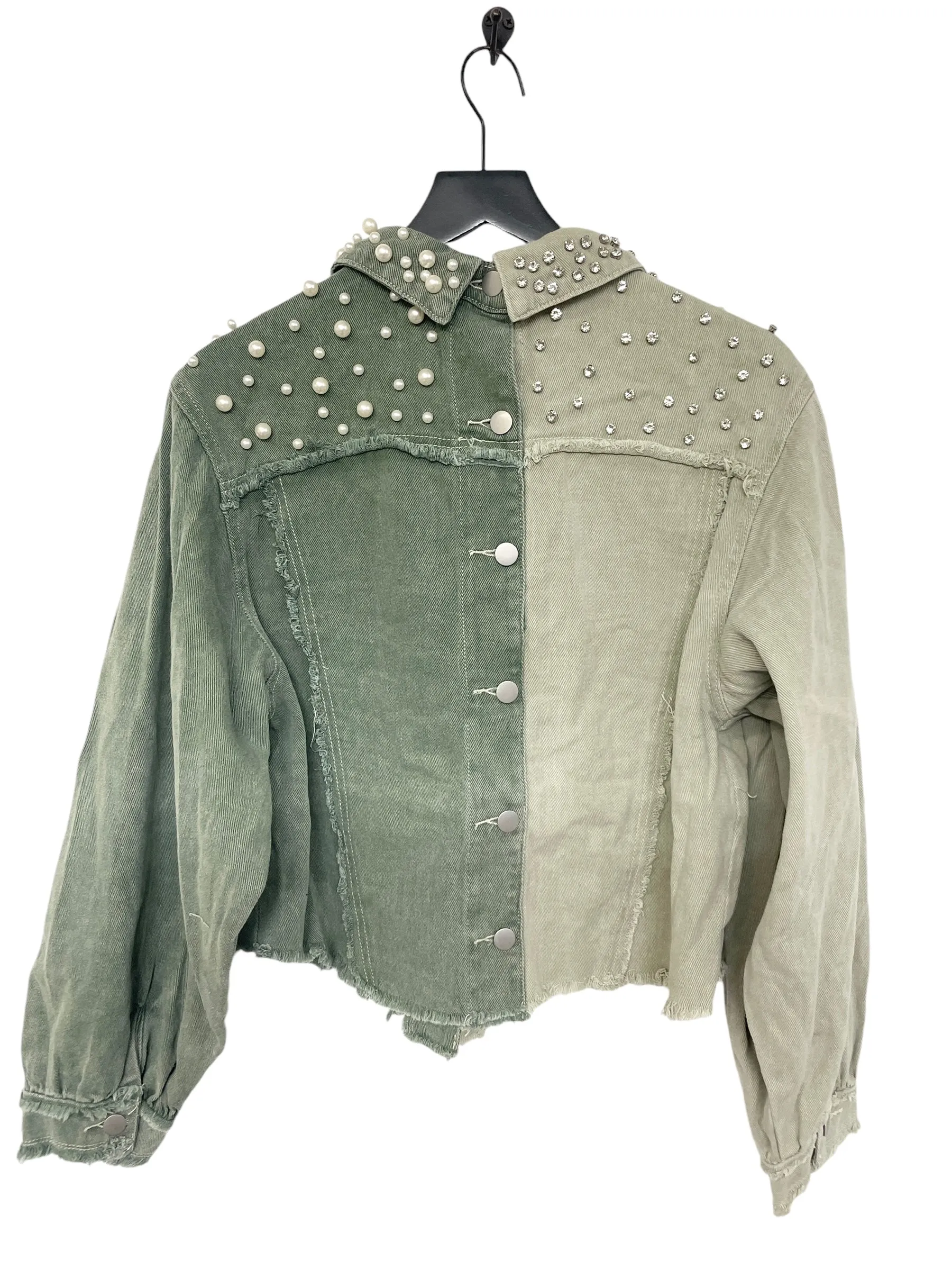 Jacket Denim By Pol In Green Denim, Size: M