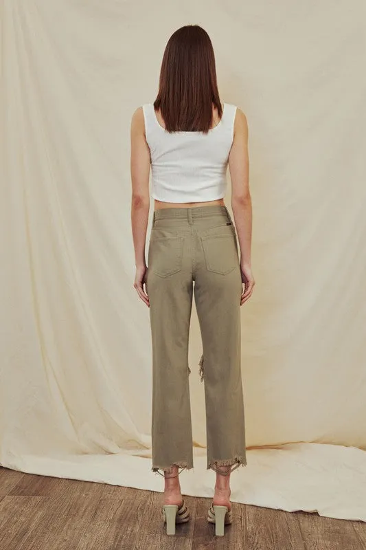 Kan Can Olive Straight Leg Jeans