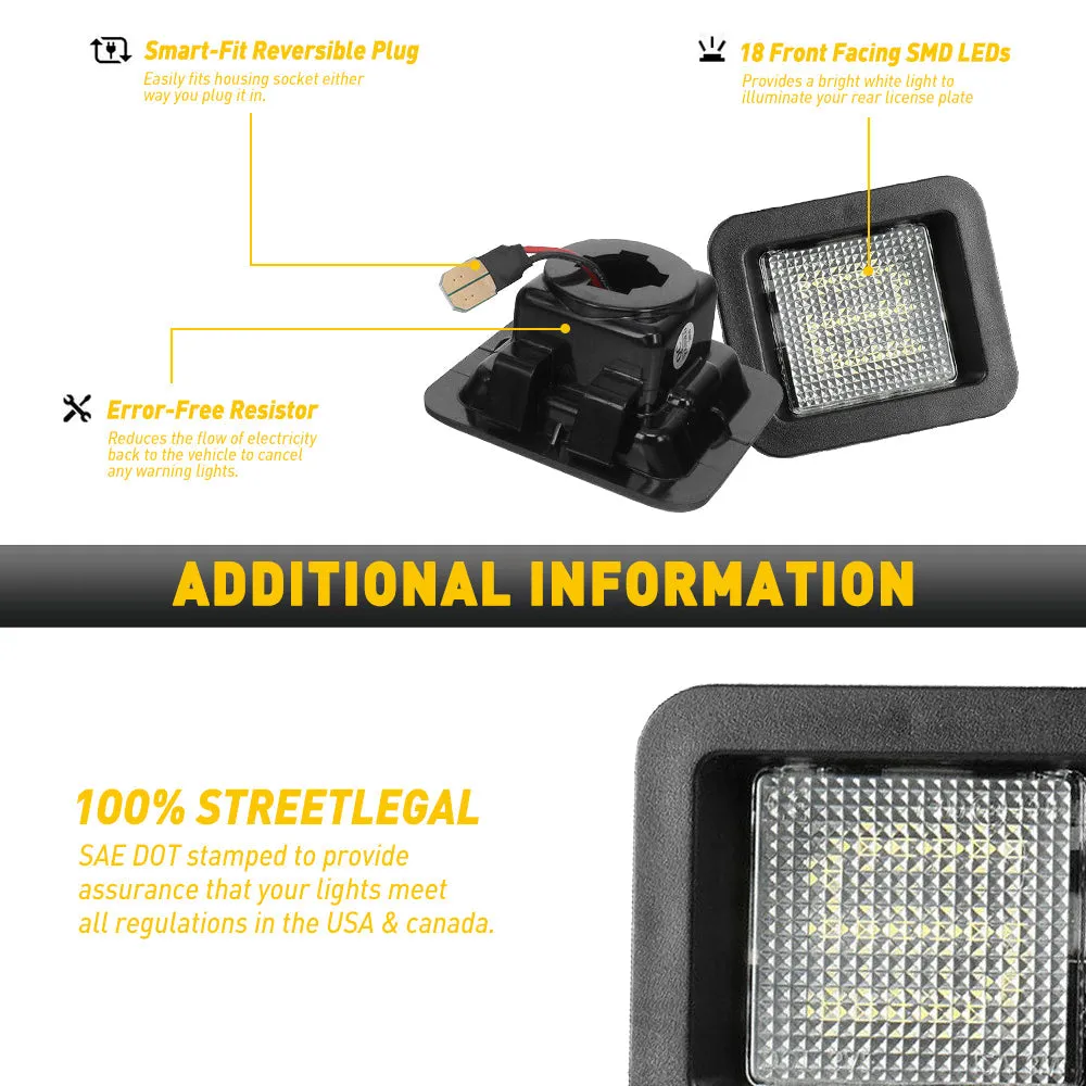 LED License Plate Lights Tag Light Lamp Assembly for 2015-2021 Ford F-150 Models Smoke Lens