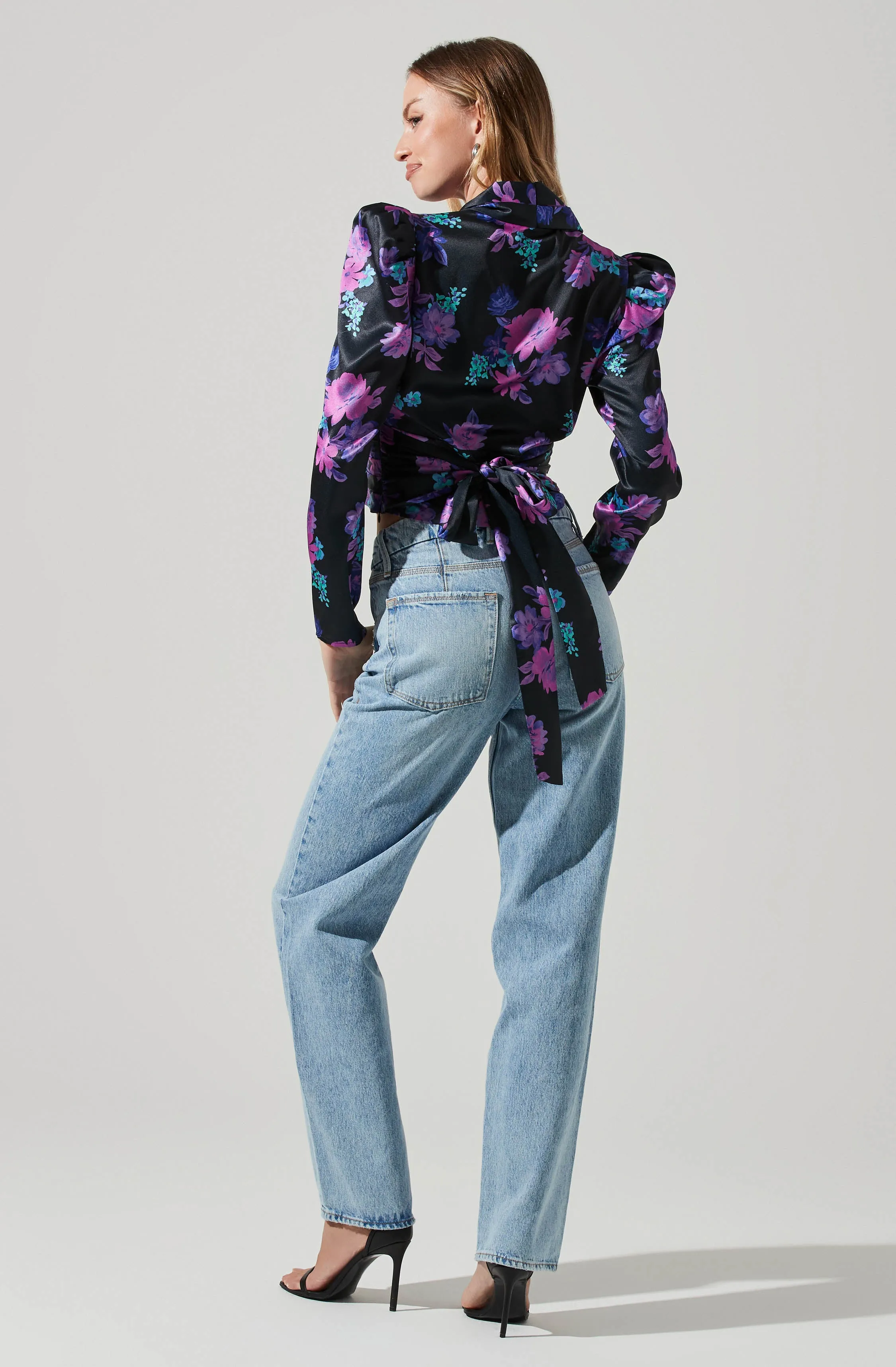 Lili Floral Puff Sleeve Tie Waist Top