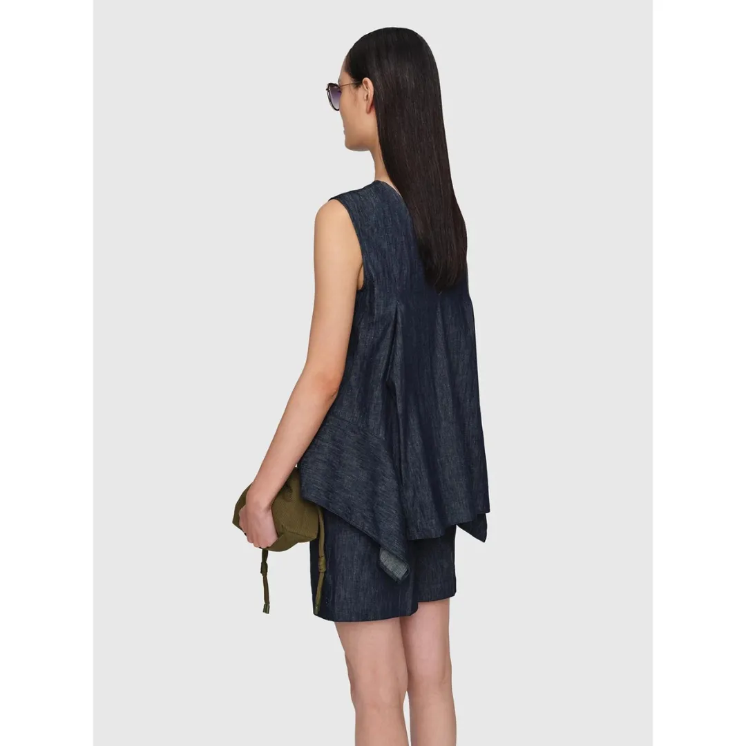 Linen Denim Nina Top Navy Denim