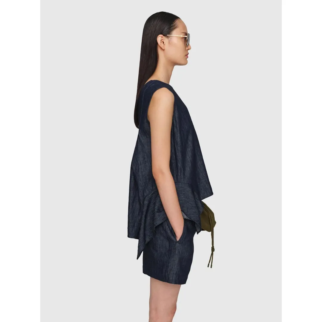 Linen Denim Nina Top Navy Denim