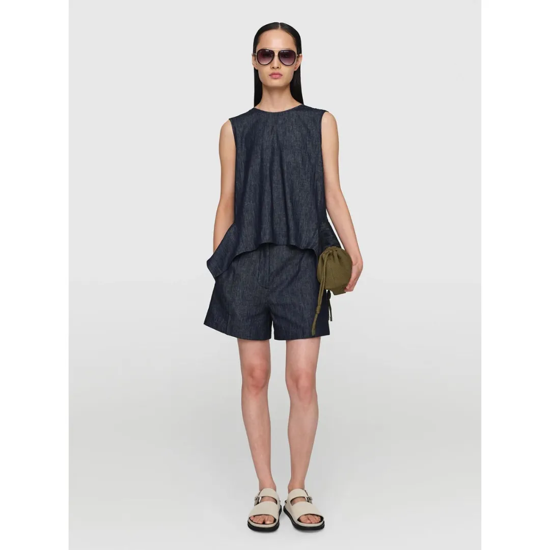 Linen Denim Nina Top Navy Denim
