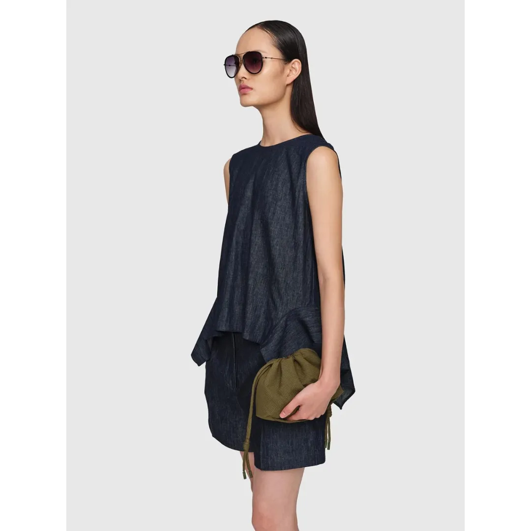 Linen Denim Nina Top Navy Denim