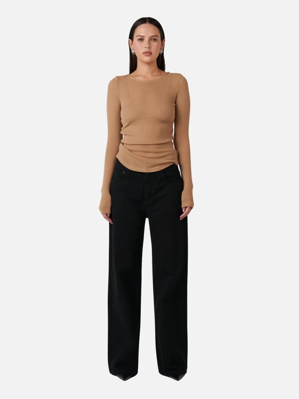 Myles Crew Neck Top - Latte