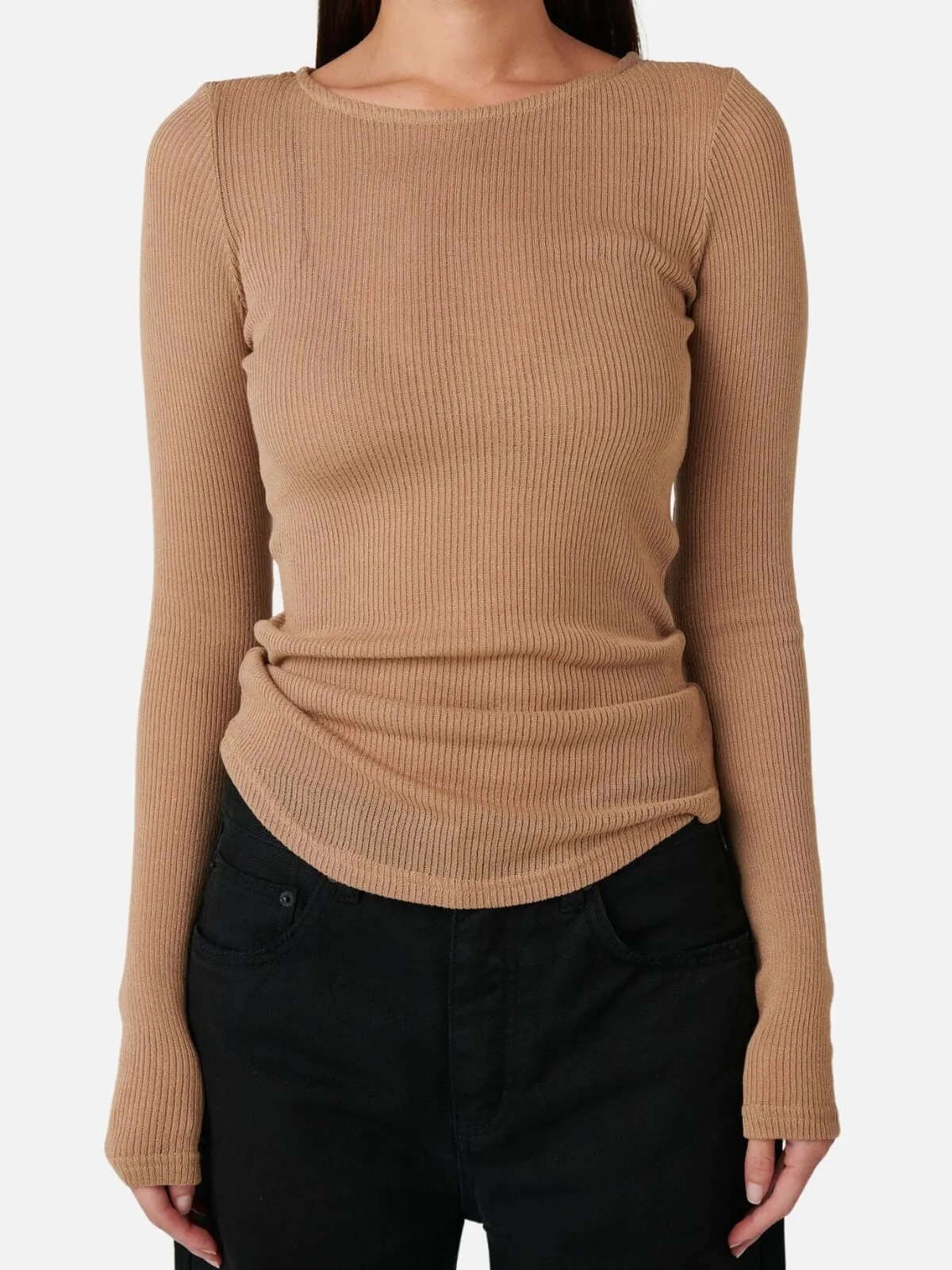 Myles Crew Neck Top - Latte