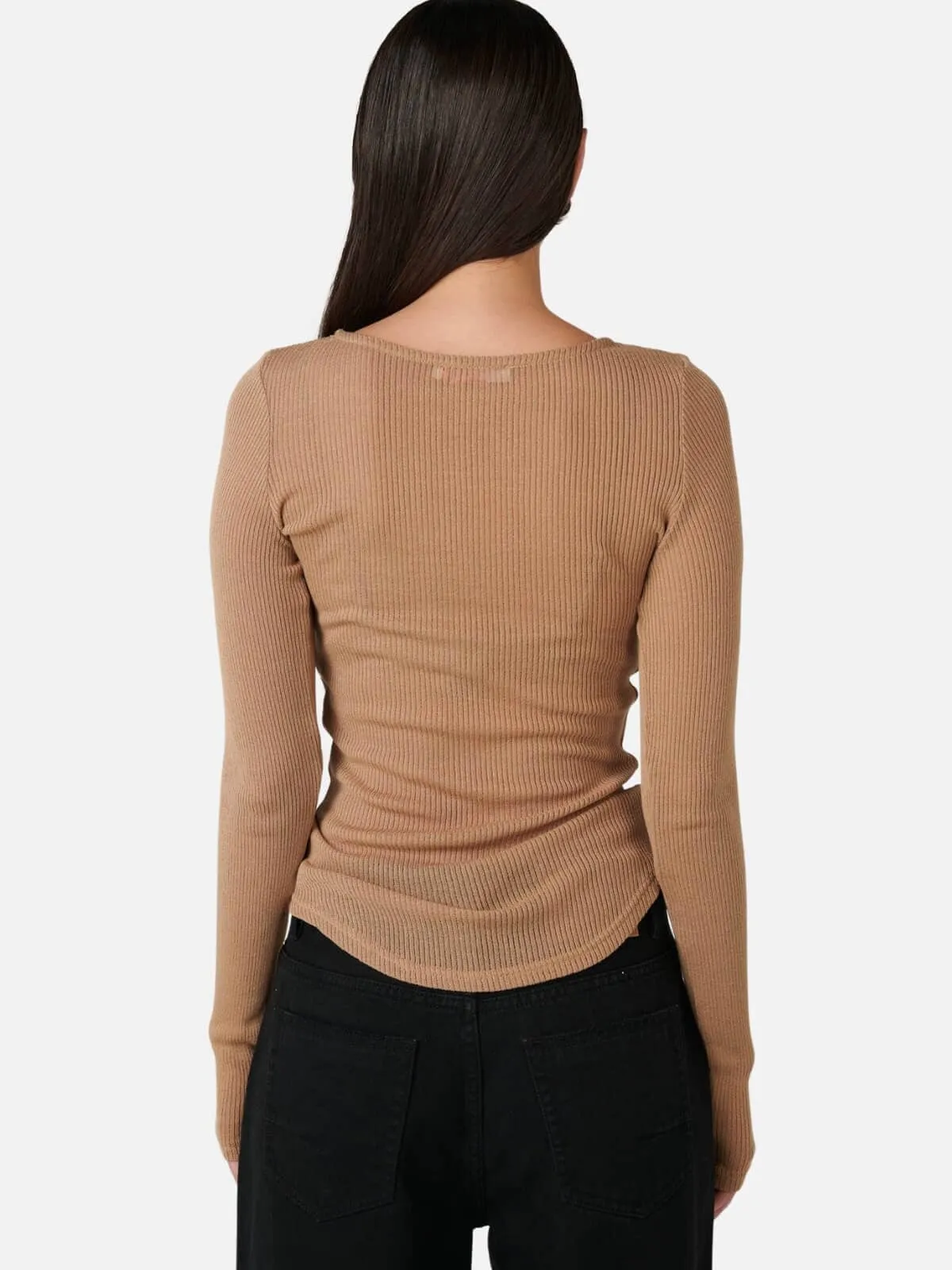 Myles Crew Neck Top - Latte