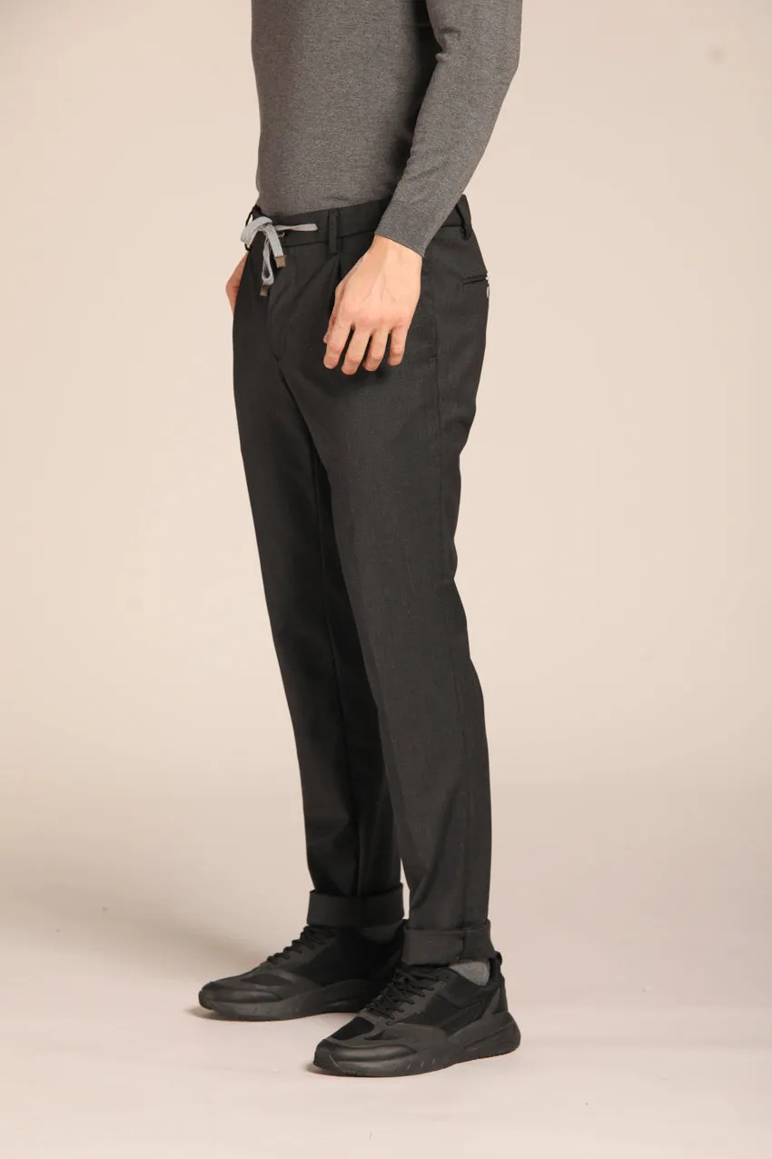 New York 1 Pinces City String men's chino jogger pants in technical wool with a regular fit