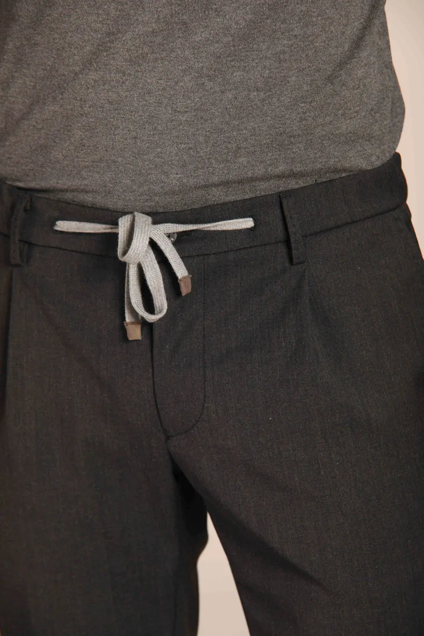 New York 1 Pinces City String men's chino jogger pants in technical wool with a regular fit