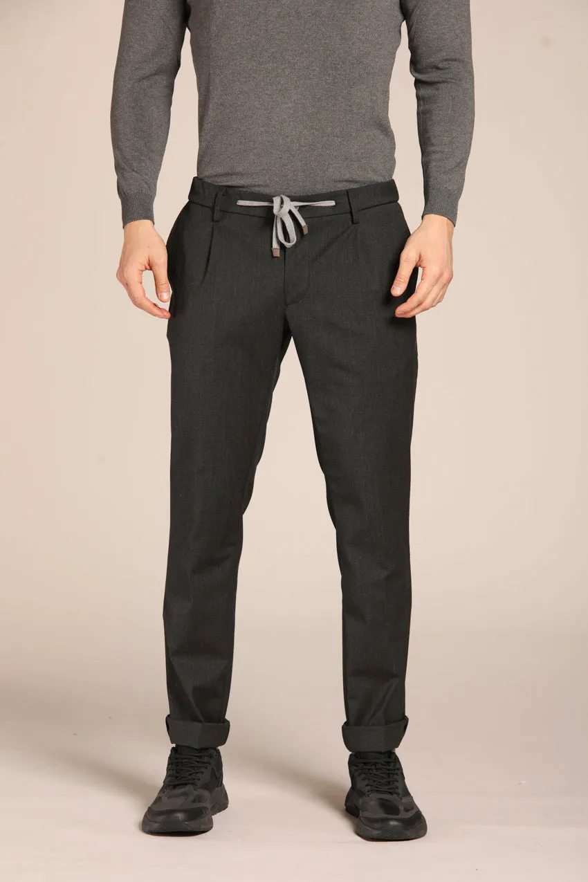 New York 1 Pinces City String men's chino jogger pants in technical wool with a regular fit