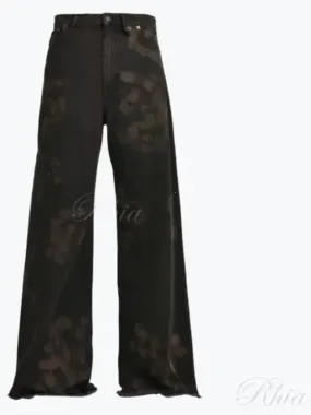 Paint Detail Wide Denim Pants AW 24 DN 003 B Black
