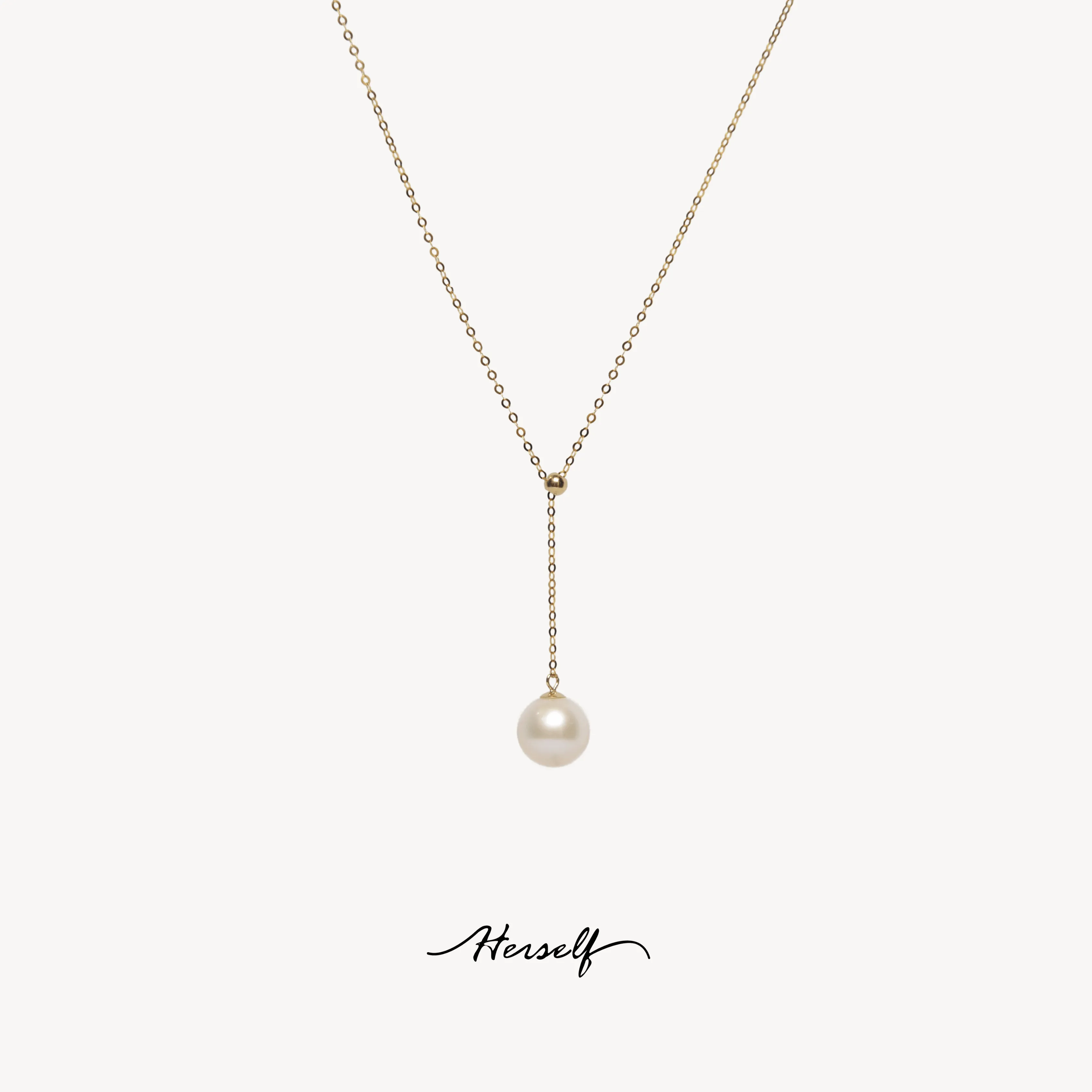 Single Pearl Pendant Necklace 18K Gold