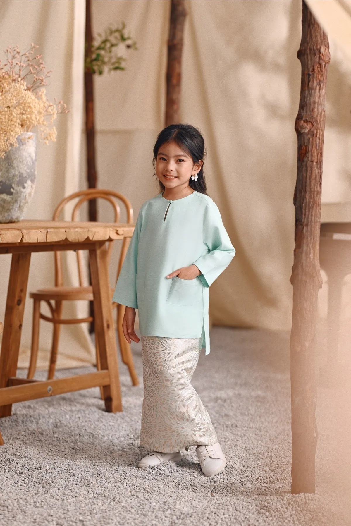 The Bayu Kurung Top - Tiffany Blue
