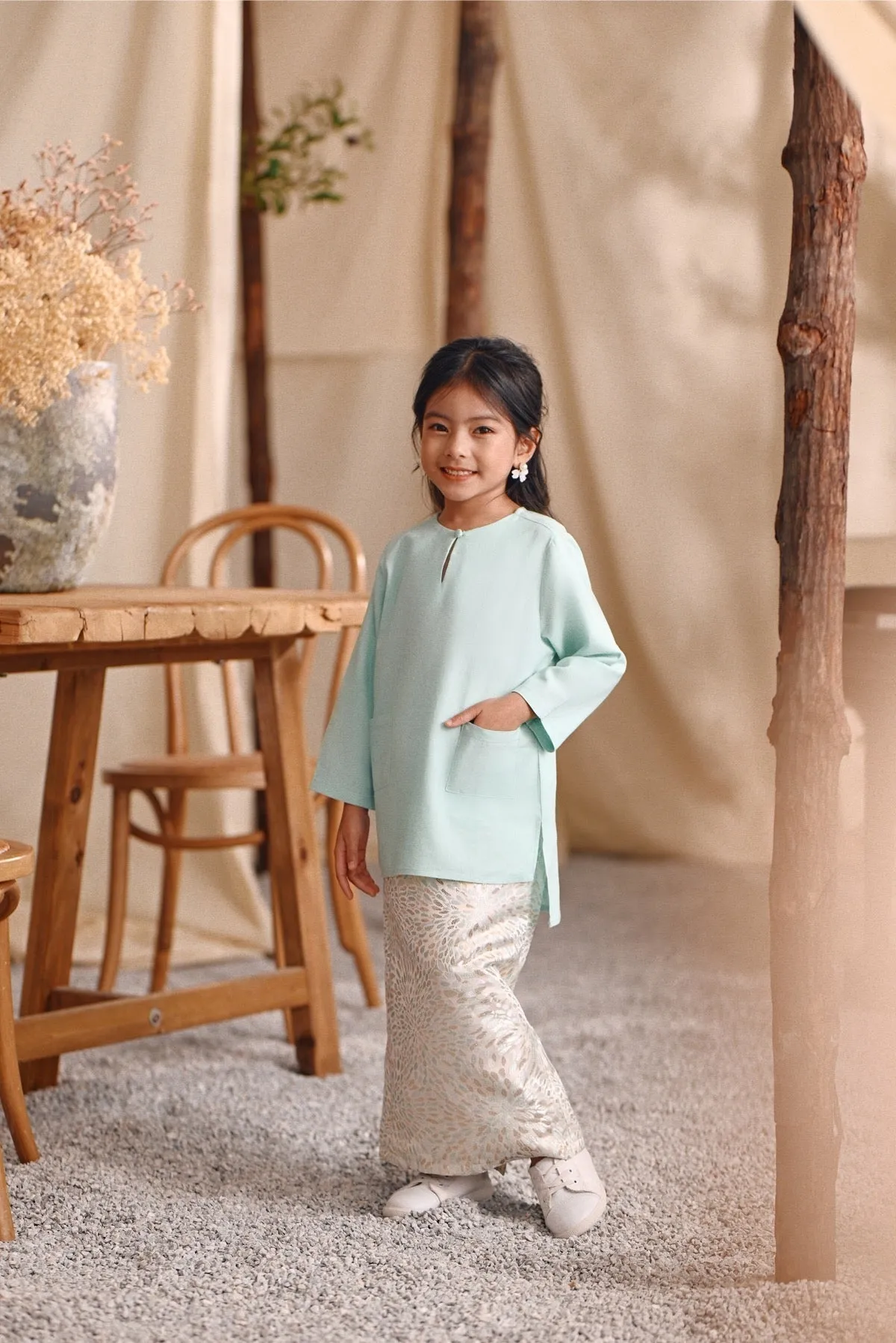 The Bayu Kurung Top - Tiffany Blue
